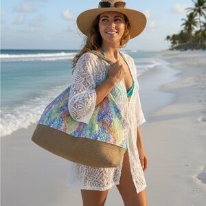 Large beach bag with palm tree designs by Peter Millar